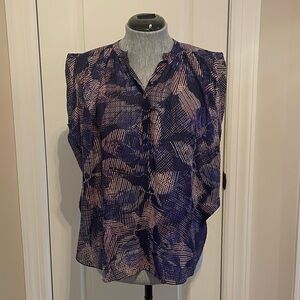 Rebecca Taylor Abstract Print Silk Blouse